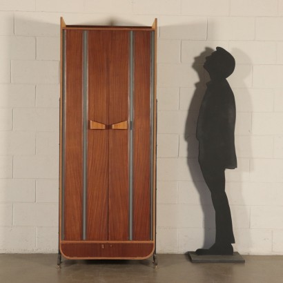 Armoire Bois courbé Métal Laiton Fabriqué en Italie Années 60