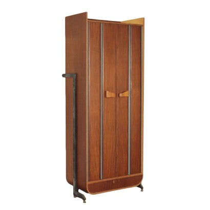 Armoire Bois courbé Métal Laiton Fabriqué en Italie Années 60