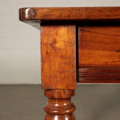 Table with Turned Legs Walnut Italy 19th Century