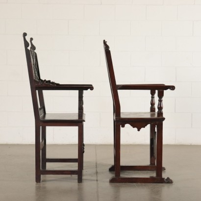 Pair of Thrones Walnut Italy 18th Century