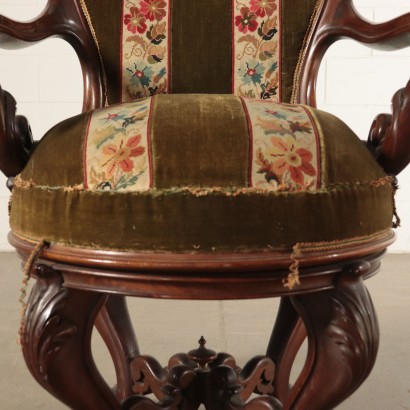 Louis Philippe Swivel Armchair Walnut Italy 19th Century