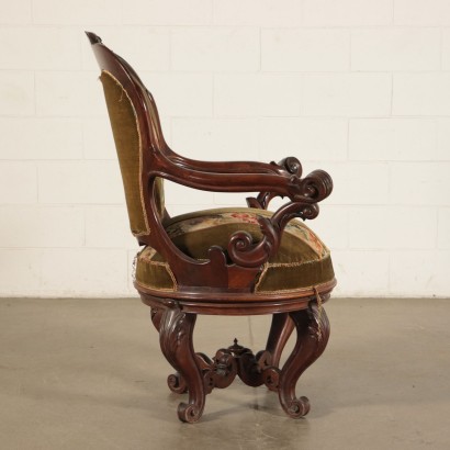 Louis Philippe Swivel Armchair Walnut Italy 19th Century