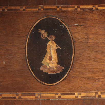 Inlaid Desk Cherry Walnut Olive Various Wood Essences Italy19th Cent.