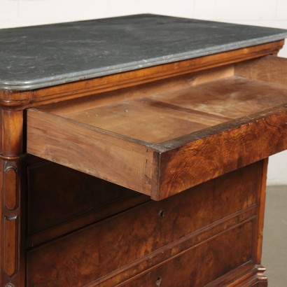 Four Drawers Commode Walnut Burl Italy 19th Century