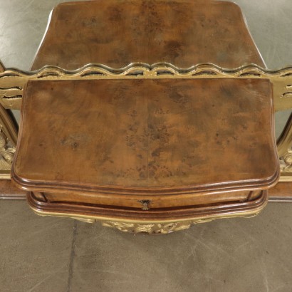 Chippendale Style Petineuse Gilded Wood and Poplar Burl 2oth Century