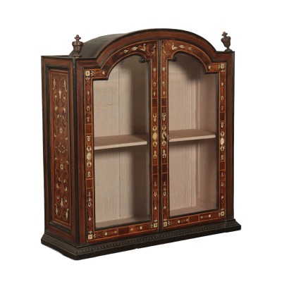 Inlaid Showcase Maple Various Essences Mahogany Ivory Italy 1800