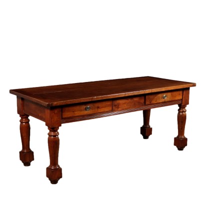 Table with Turned Legs Walnut Italy 19th Century
