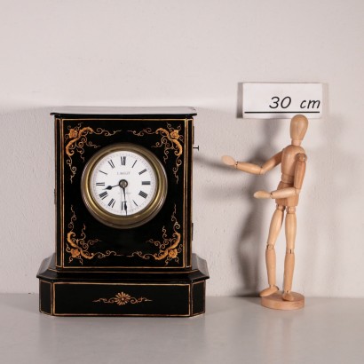 Table Clock Ebonized Wood France 19th Century