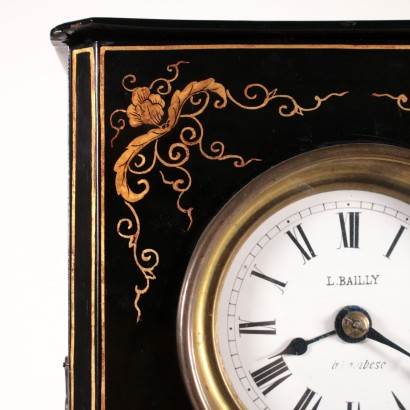 Table Clock Ebonized Wood France 19th Century