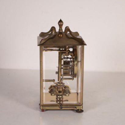 Table Clock Auug.Schatz and Sohn Brass and Glass Germany 1950s