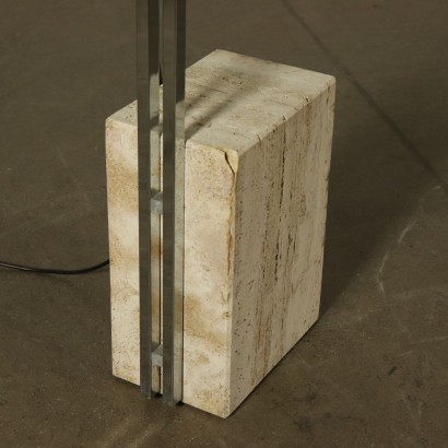 Lamp Steel Aluminum and Travertine Italy 1970s Italian Prodution