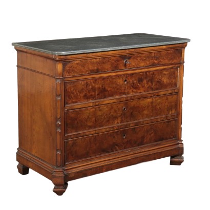 Four Drawers Commode Walnut Burl Italy 19th Century