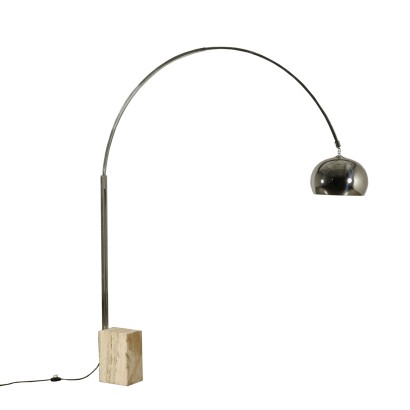 Lamp Steel Aluminum and Travertine Italy 1970s Italian Prodution