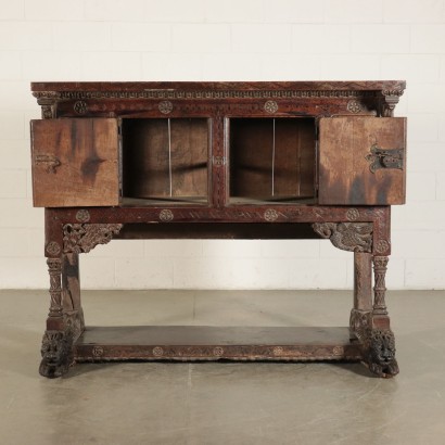 Neogothic Stipo Sideboard, Walnut, Italy 19th Century