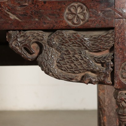 Neogothic Stipo Sideboard, Walnut, Italy 19th Century