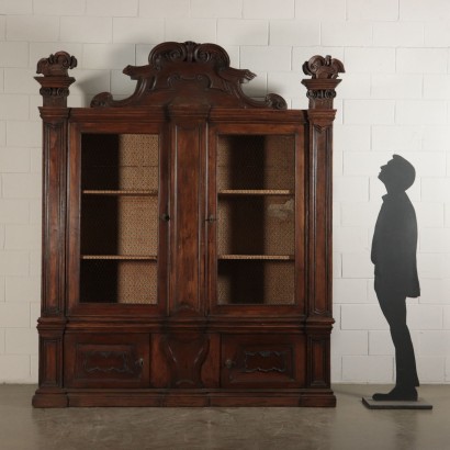 Two-Bodies Bookcase, Walnut, Italy 20th Century