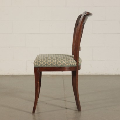 Group of four Restoration Chairs Walnut and Brass Italy 19th Century