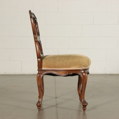 Group of Walnut Revival Chairs Italy 20th Century