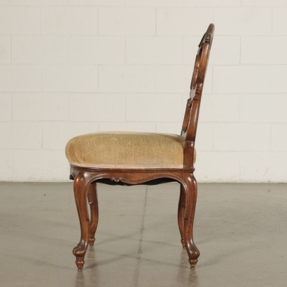 Group of Walnut Revival Chairs Italy 20th Century