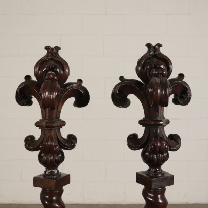 Matching Carved Columns, Walnut, Italy 18th Century