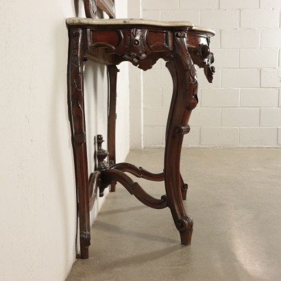 Luigi Filippo Console with Mirror Walnut Italy 19th Century