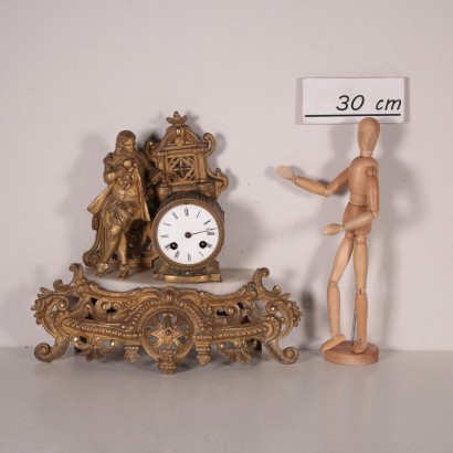 Horloge de Table Antimoine doré Marbre S.Marti & C. France Fin '800