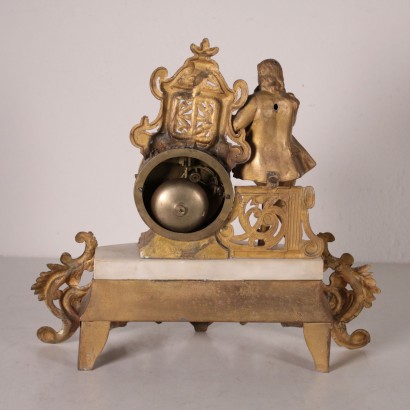 Table Clock Antimony and Marble France 19th Century