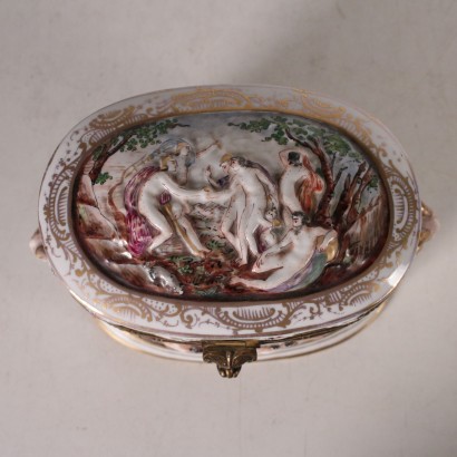 Boîte Porcelaine Capodimonte Bronze Italie Premier '900