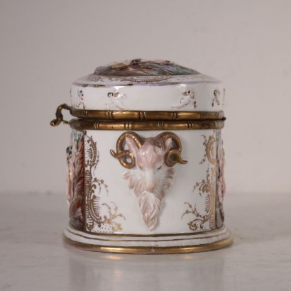 Boîte Porcelaine Capodimonte Bronze Italie Premier '900