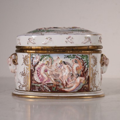 Boîte Porcelaine Capodimonte Bronze Italie Premier '900