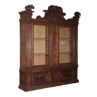 Two-Bodies Bookcase, Walnut, Italy 20th Century