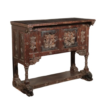 Neogothic Stipo Sideboard, Walnut, Italy 19th Century