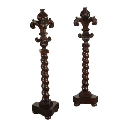 Matching Carved Columns, Walnut, Italy 18th Century