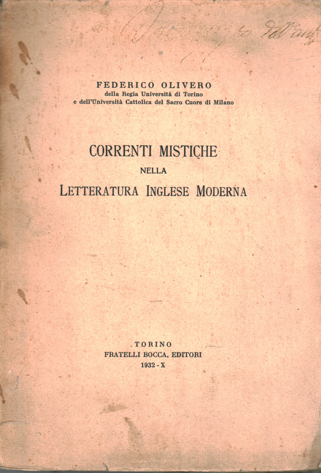 Mystical in the English literature modern, Federico Olivero