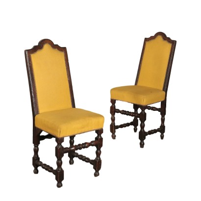 Pair of Coil Chairs Walnut Italy 18th Century