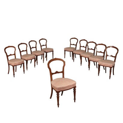 Gruppo di dieci sedie Umbertine