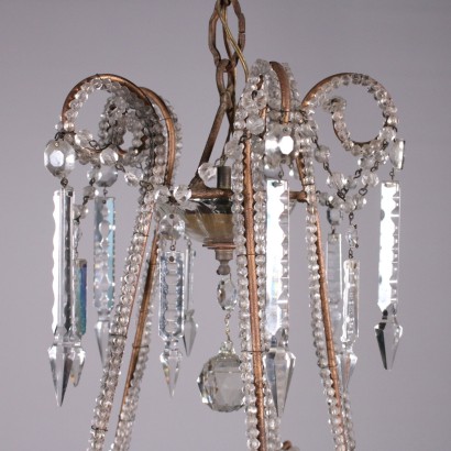 10 Arms Chandelier, Iron and Glass, Italy 20th Century