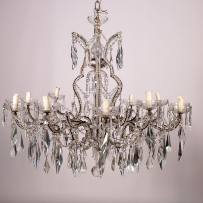 12 Arm Chandelier Iron and Glass Italy 19th-20th Century