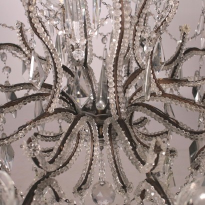 12 Arm Chandelier Iron and Glass Italy 19th-20th Century