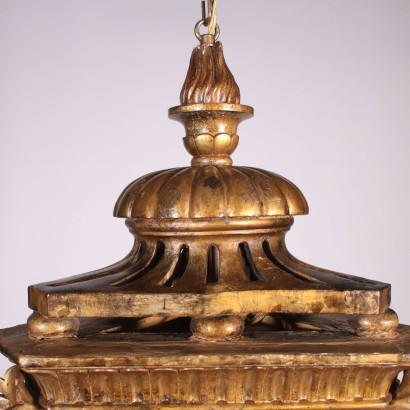 Pair of lanterns in the carved and gilded wood