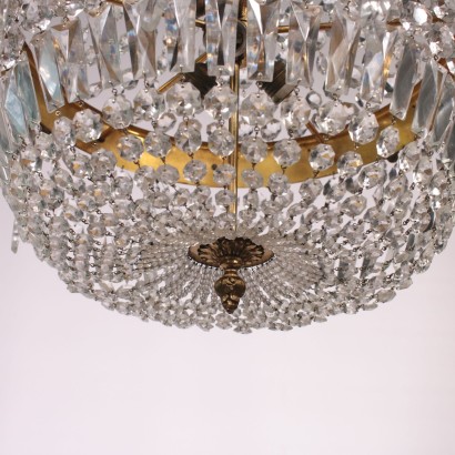 Hot-Air Baloon Chandelier Brass and Crystal Italy 20th Century