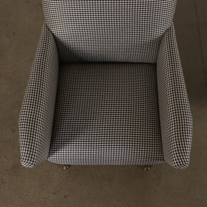 Paire de Fauteuils Mousse Tissu Métal Laiton Italie Années 60