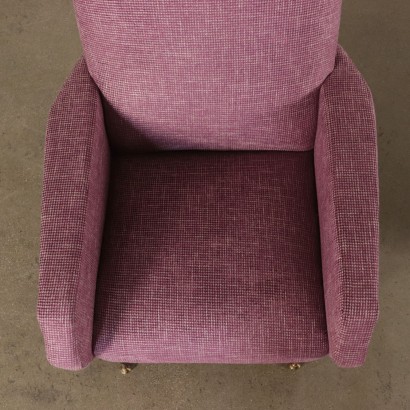 Paire de Fauteuils Mousse Tissu Métal Laiton Italie Années 60