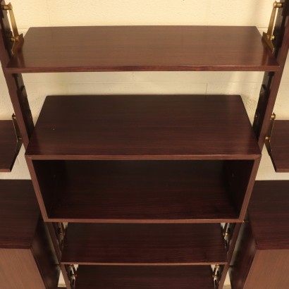 Bookcase Rosewood Veneer Brass and Solid Rosewood Italy 1960s