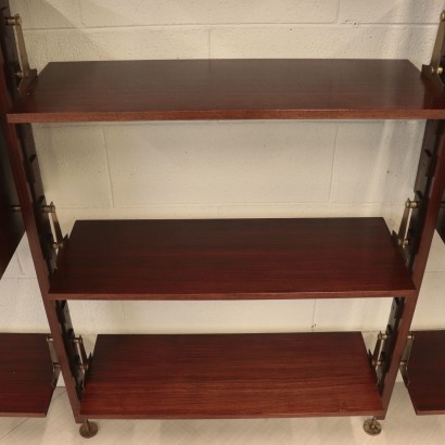 Bookcase Rosewood Veneer Brass and Solid Rosewood Italy 1960s