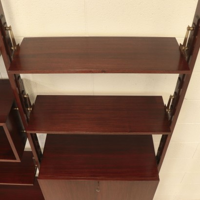 Bookcase Rosewood Veneer Brass and Solid Rosewood Italy 1960s