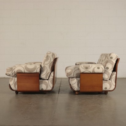 Armchairs Bentwood Foam and Fabric Italy 1960s-1970s