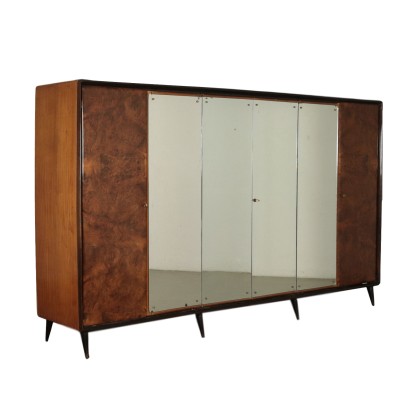 Piece of Furniture Burl Veneer and Mirror Italy 1950s-1960s