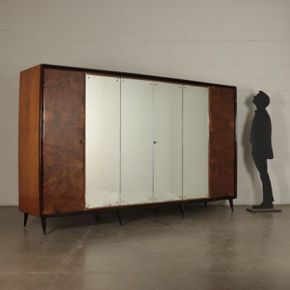 Piece of Furniture Burl Veneer and Mirror Italy 1950s-1960s