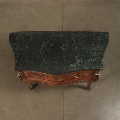 Commode à deux Tiroirs Bois de Rose Bronze Italie '900